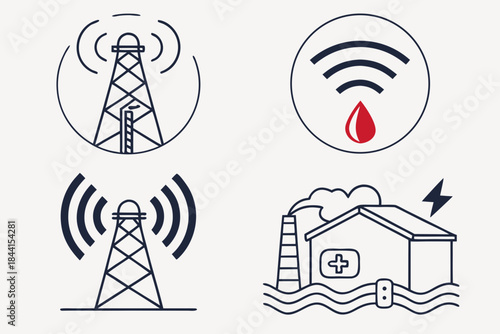 Utility Services Abstract Icons  Minimal Style  Wh Vector Icon