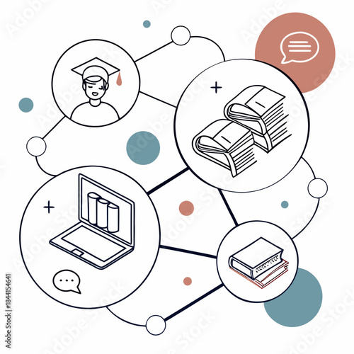 E Learning Platform Abstract Illustration  Clean V (2) Vector Icon