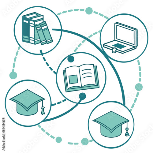 E Learning Platform Abstract Illustration  Clean V Vector Icon