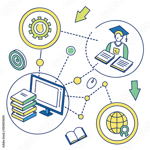 E Learning Platform Abstract Illustration  Clean V (3) Vector Icon