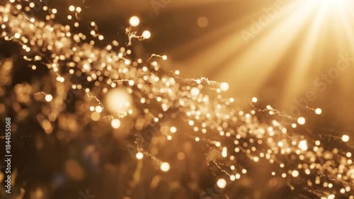 Golden orbs dance amidst luminous streaks