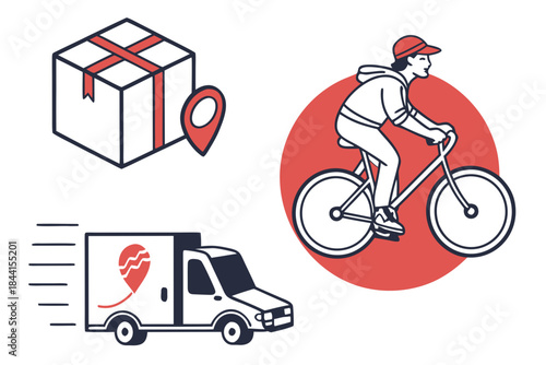 Courier Service Icon Set  No Text  White Backgroun (1) Vector Icon