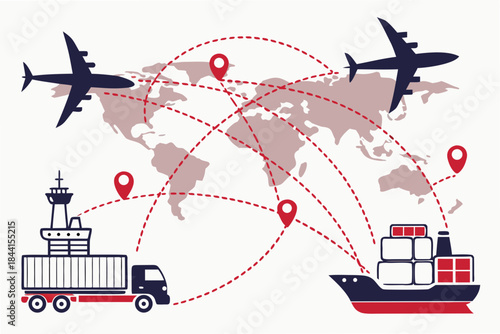Global Shipping Logistics Illustration  Flat Vecto (1) Vector Icon