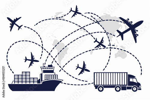 Global Shipping Logistics Illustration  Flat Vecto (2) Vector Icon