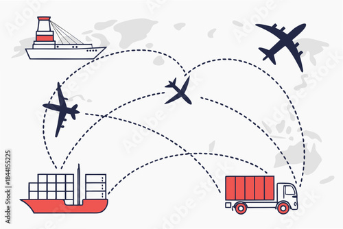 Global Shipping Logistics Illustration  Flat Vecto Vector Icon