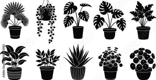 Collection of Potted Plant Silhouettes