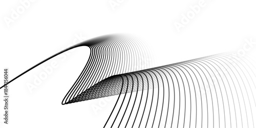 Elegant Abstract Flowing Curve Lines Background - Minimalist Black and White Dynamic Wave Design