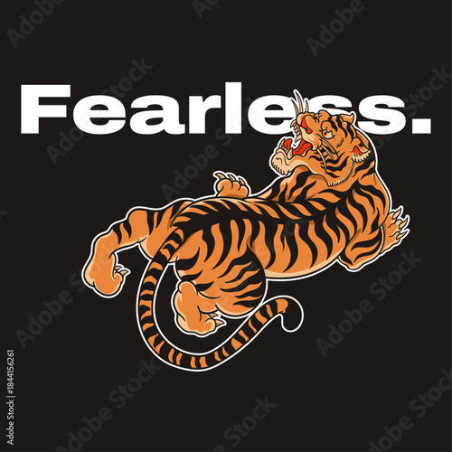 Fearless Tiger Color Quote Illustration
