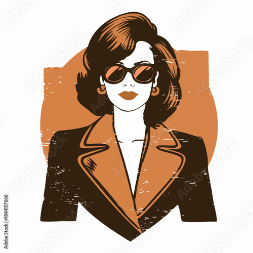 Retro Woman with Sunglasses Illustration