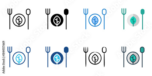 Eco food icon set multiple style vector collection. Editable Stroke 
