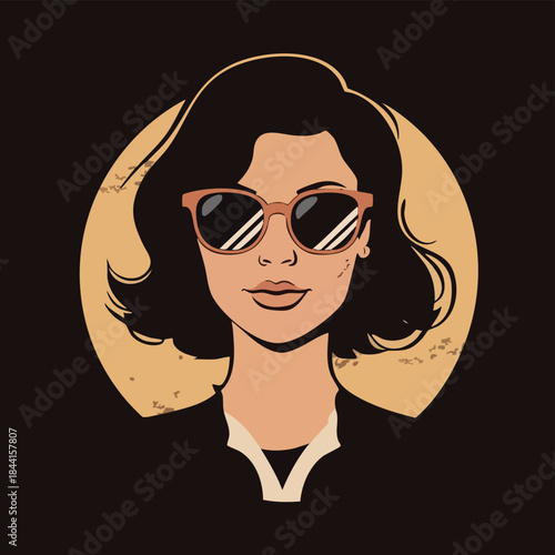 Retro Woman with Sunglasses Illustration