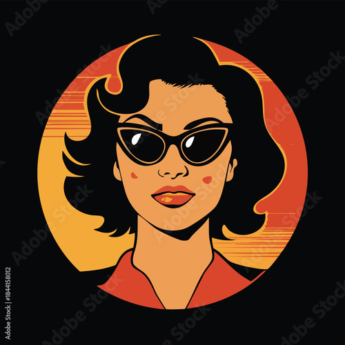 Retro Woman with Sunglasses Illustration