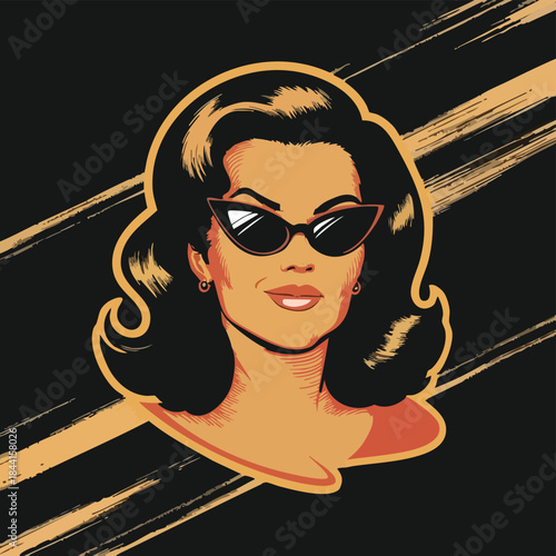 Retro Woman with Sunglasses Illustration