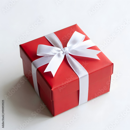  christmas red gift box with ribbon