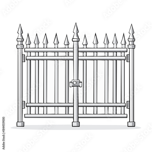 A decorative metal gate with ornate spear-like spikes, an elegant design element providing security.