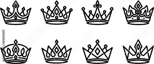 black crowns on transparent background