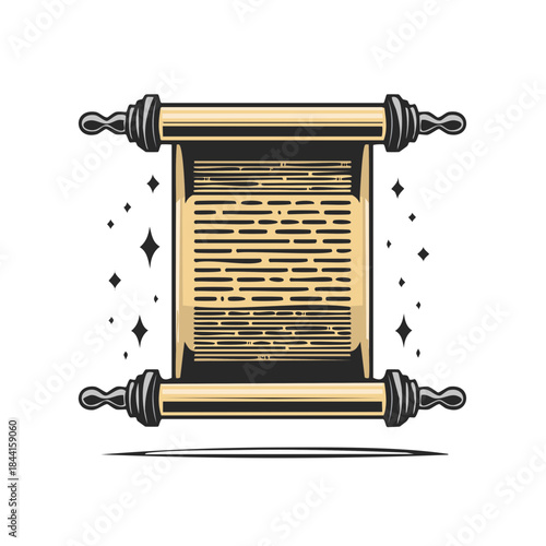 Illustrated Manuscript Scroll Antique Paper Letter Document Rolled Up For Reading Writing Unfolded History