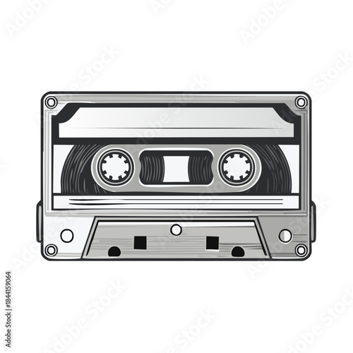 Retro Audio Cassette Tape Illustration: Oldschool Media for 80s Music