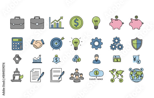 Ecology cartoon collection pattern vector set illustration design icons symbol sign element for people business web