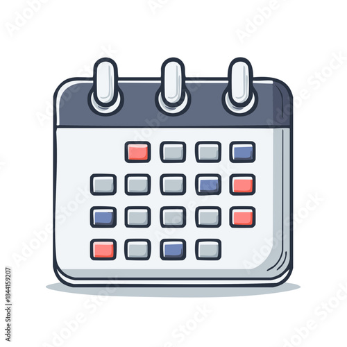 Cartoon Calendar Icon: Appointment Scheduling with Marked Days