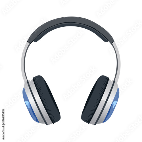Modern Blue Headphones Vector Illustration for Music Listening with Comfortable Design and Audio Quality