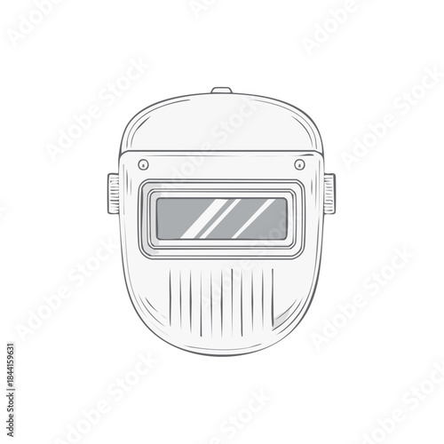Hand-drawn Welding Mask: Protective Gear for Construction, Safety Equipment and Industrial Work