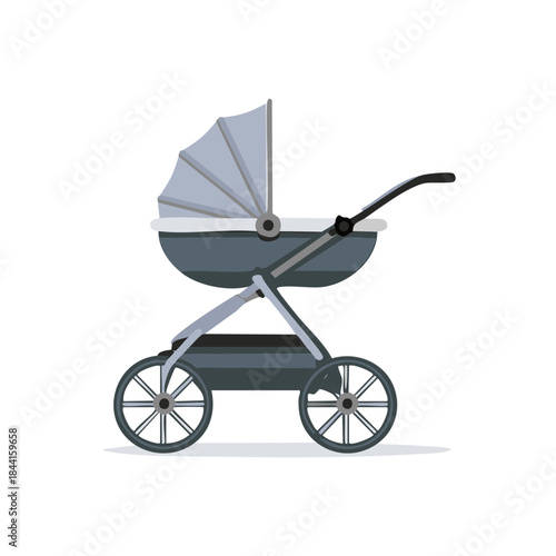 Baby Stroller Illustration: Isolated Icon, Modern Style, Childcare Equipment, Pram, Pushchair, Transport