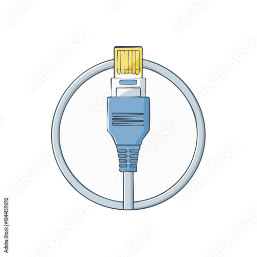 Network Cable Connector in a Circular Frame for Data Transmission