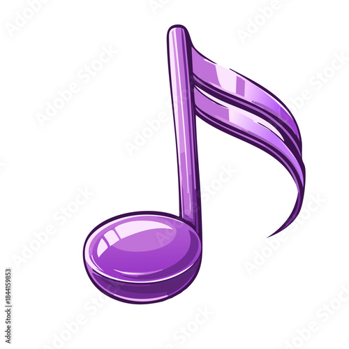 Purple Musical Note Illustration Symbol of Music Melody and Harmony Isolated on White