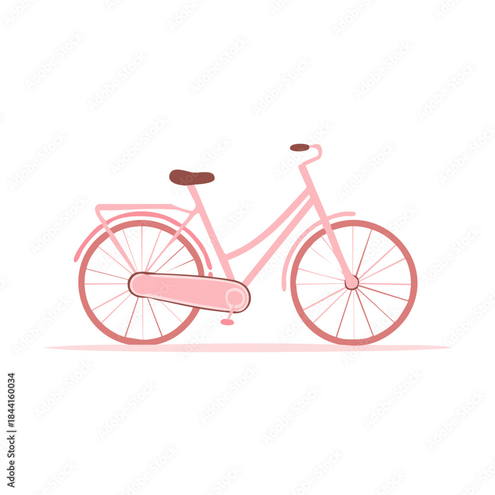 Fototapeta premium Pink Bicycle Illustration: Vintage Style Bike with Rack - Simple Minimalist Design