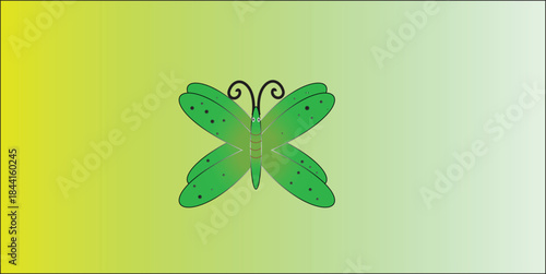 Butterfly on green background.