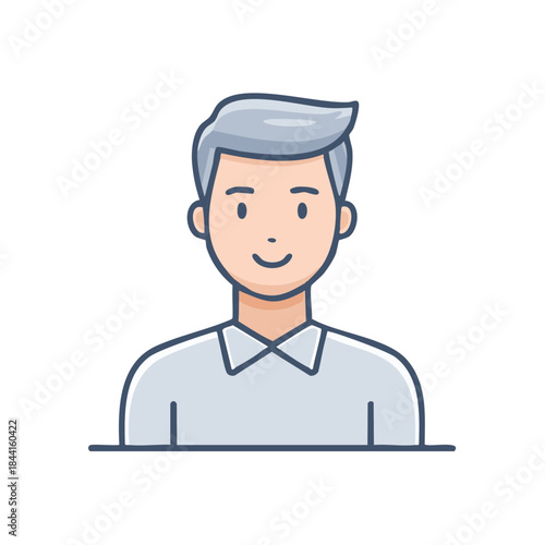 Smiling man portrait with short grey hair wearing a shirt and tie vector avatar for web design and application UI