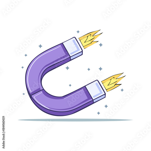Illustration of a Cartoon Magnet with Rocket Power for Attraction Concept