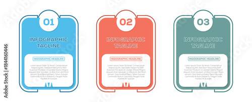 Business infographic template. 3 Steps infographic design template with place for your data. Vector illustration.