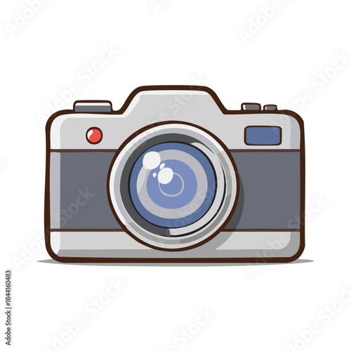 Cartoon illustration of a vintage film camera with a large lens ideal for photography