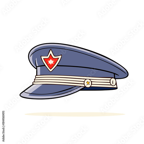 Blue Officer's Visor Cap with Star Badge