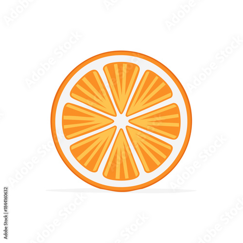 Vibrant Orange Fruit Slice with Segments and Rind in a Flat Style Graphic