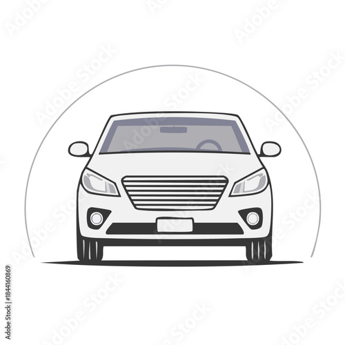 Simple Isolated Vehicle Vector Car Front View. Auto Design Detail. Sedan Transport Illustration