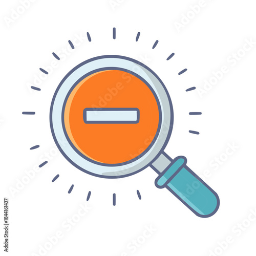 Orange Minus Sign in Magnifying Glass Illustrating Reduction