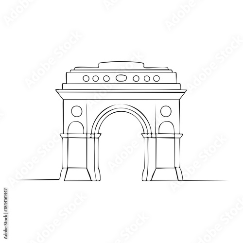 Architectural Arch Landmark Outline Vector Illustration Gate Monument Art