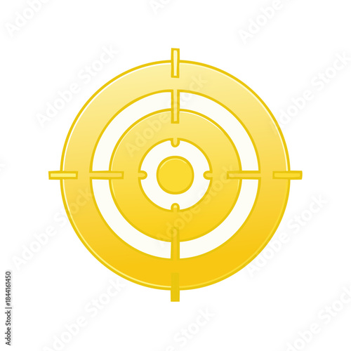 Glistening Gold Target Icon for Precision Accuracy Focus and Achieved Goals in Business Strategy and Aimed Marketing Initiatives Concept Design