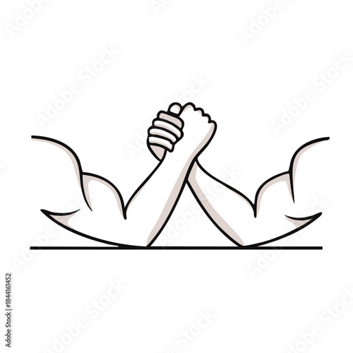 Arm Wrestling Duel Depicts Strength Competition and Competitive Fight Sport Design