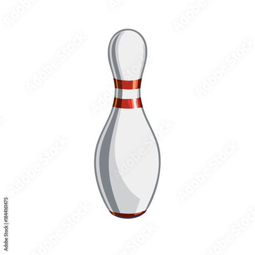Isolated bowling pin graphic on white background. Traditional game, sport icon, design asset.