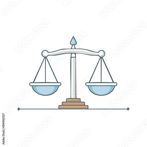 Justice Balance Icon Illustration, Symbol of Law, Equality Concept, Court, Scales, Isolated
