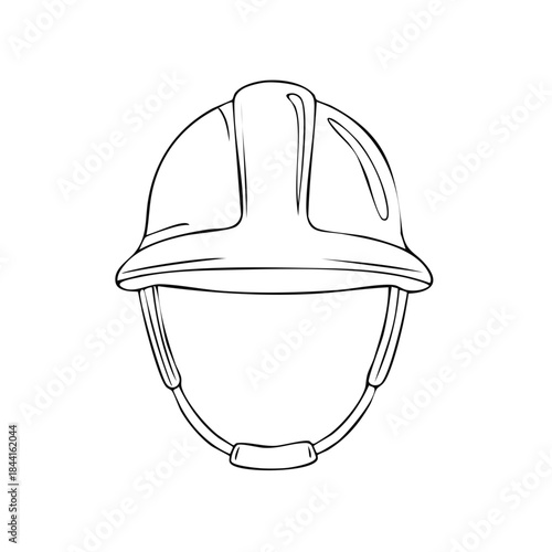 Hard Hat Line Art Illustration for Workplace Safety and Construction Projects
