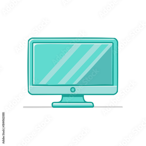 Isolated flat screen display illustration with monitor vector for communication or entertainment with a light shadow