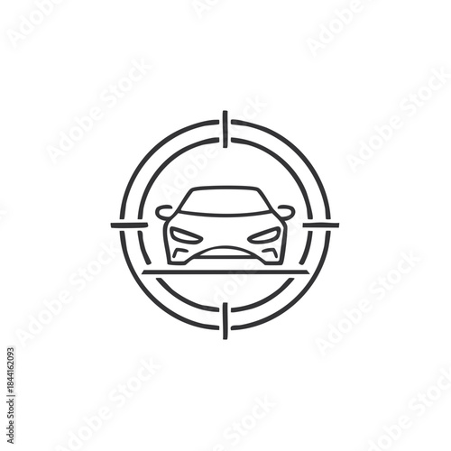 Car Target Concept with Vehicle Inside Crosshair Icon Vector Illustration