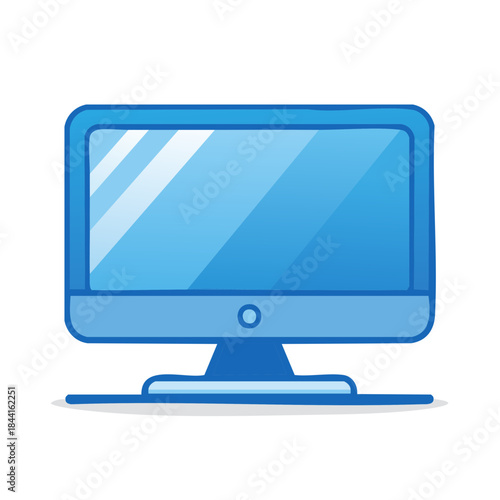 Simple Computer Monitor Illustration with Blue Screen and Modern Design
