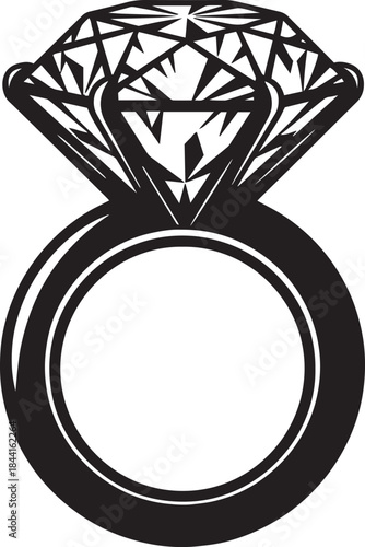 Black and White Silhouette of a Diamond Engagement Ring wedding jewelry