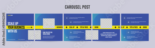 Stunning Carousel Post Template, Editable Social Media Layout Design, business Instagram & Linkedin Carousel Post, Template eps 10.